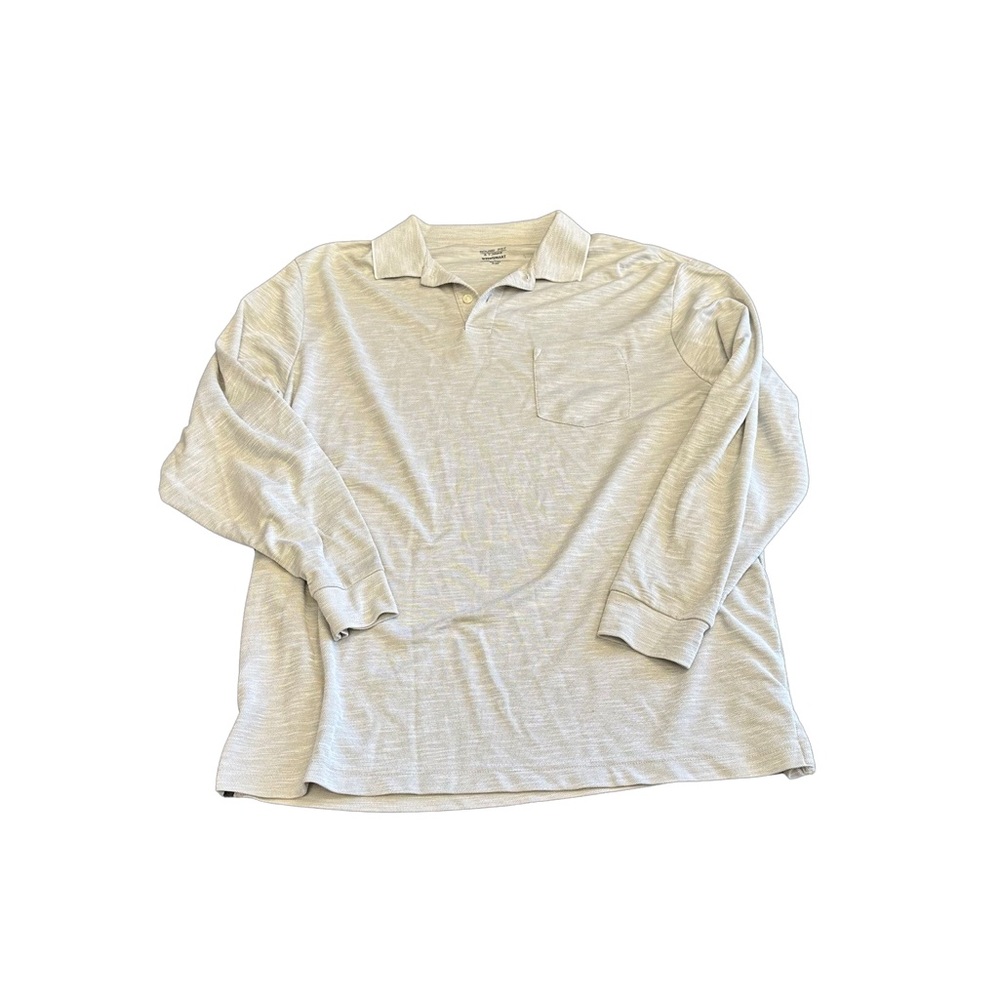 Men’s Cream colored - Roundtree and York Long Sleeve Polo Shirt - Size Large